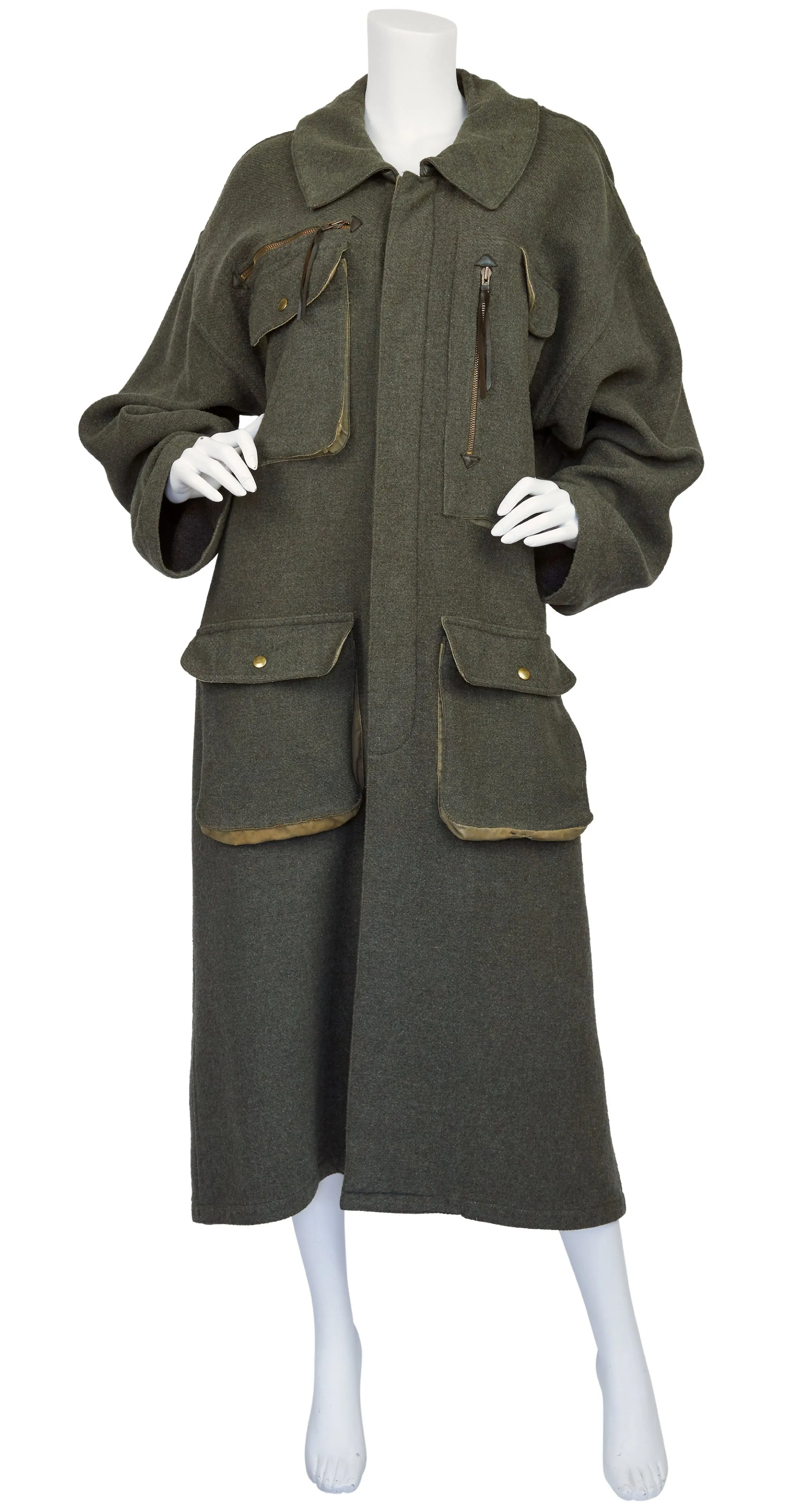 1970s Ko and Co Long Green Wool Hunting Coat
