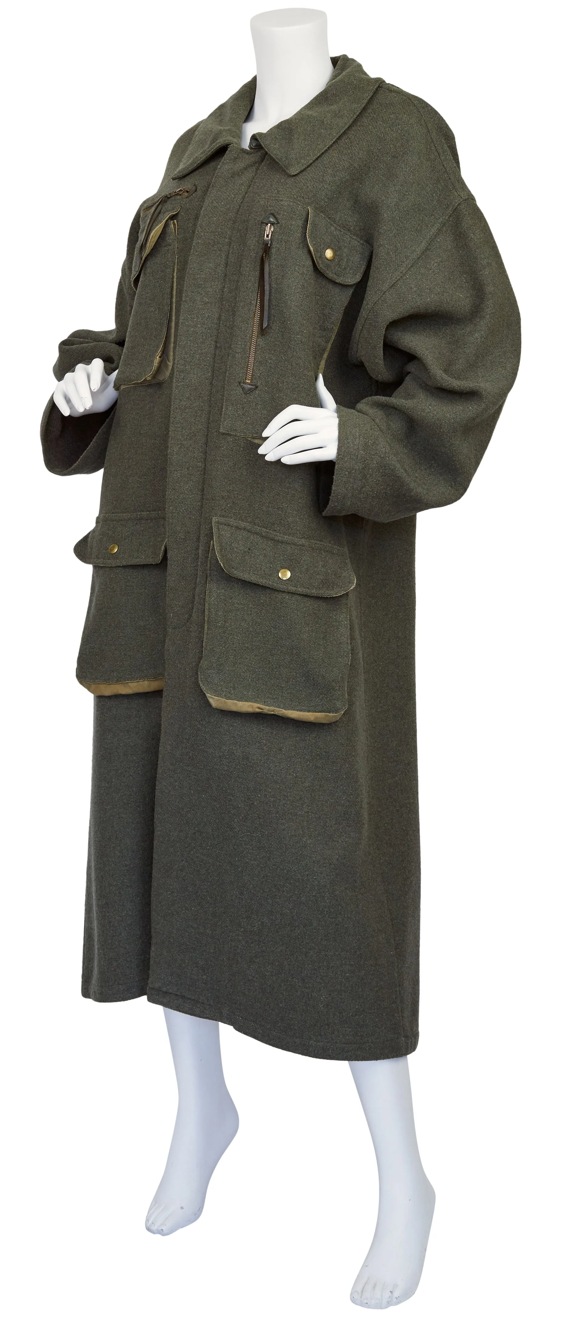 1970s Ko and Co Long Green Wool Hunting Coat