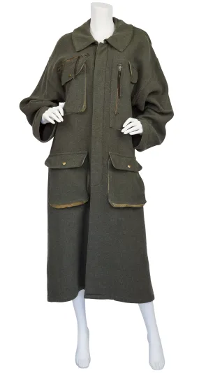 1970s Ko and Co Long Green Wool Hunting Coat