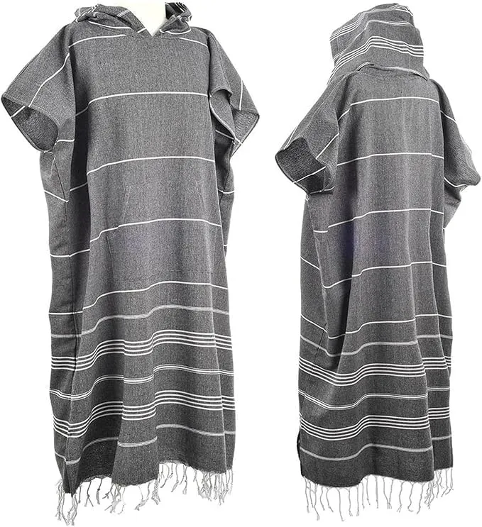 1pcs Large Turkish Cotton Poncho Towel Surf Poncho Changing Towel Robe with Hood and Front Pocket Absorbent Wearable Towel Hooded Beach Towel for Adult Man Women Surf Beach Pool and Swim (pink, L)