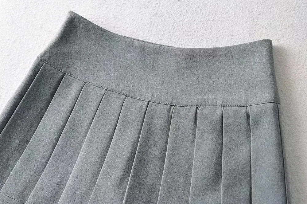 2022 Sexy girl side slit pleated skirt high waist with pants new college mini skirt