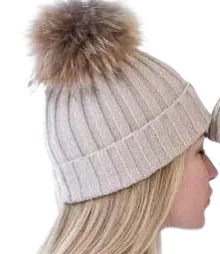 Adult and Kids Faux Fur Pom Pom Creamy tan Color Blank Beanie Hat. Perfect for Hat Patches.