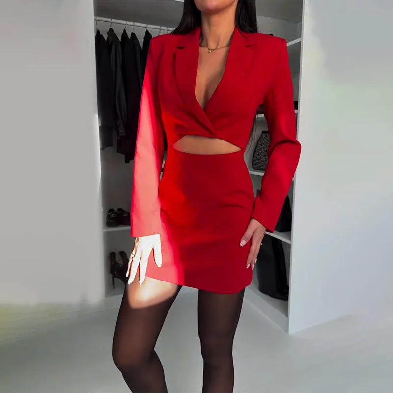 Aiertu queen of hearts costume Autumn Fashion Open Waist Deep V Sexy Sheath Women's Short Skirt Suit