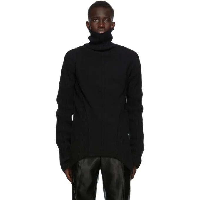 Ann Demeulemeester Black Rib Knit Turtleneck