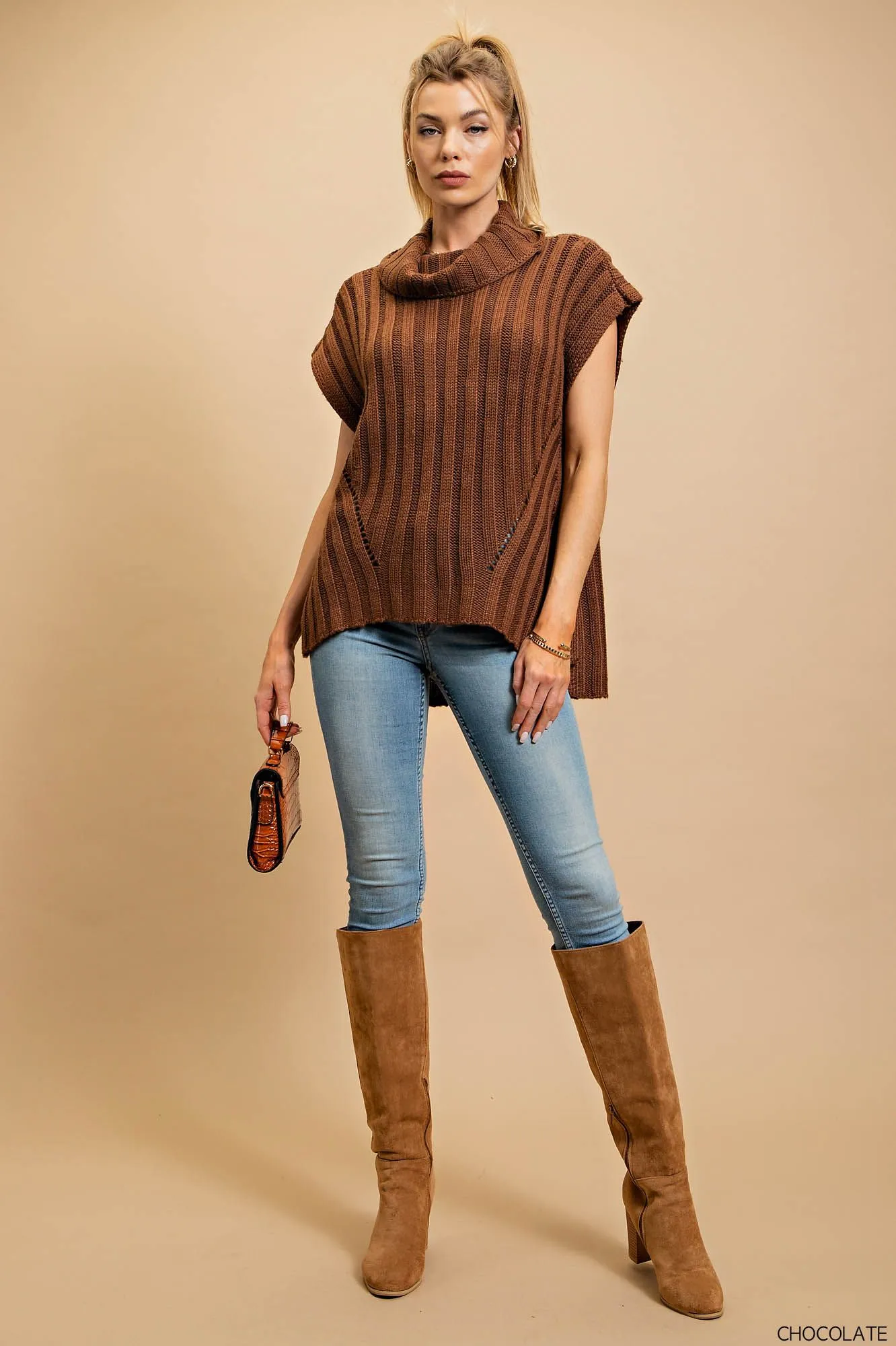 Anslee Turtleneck Sweater Vest • Chocolate
