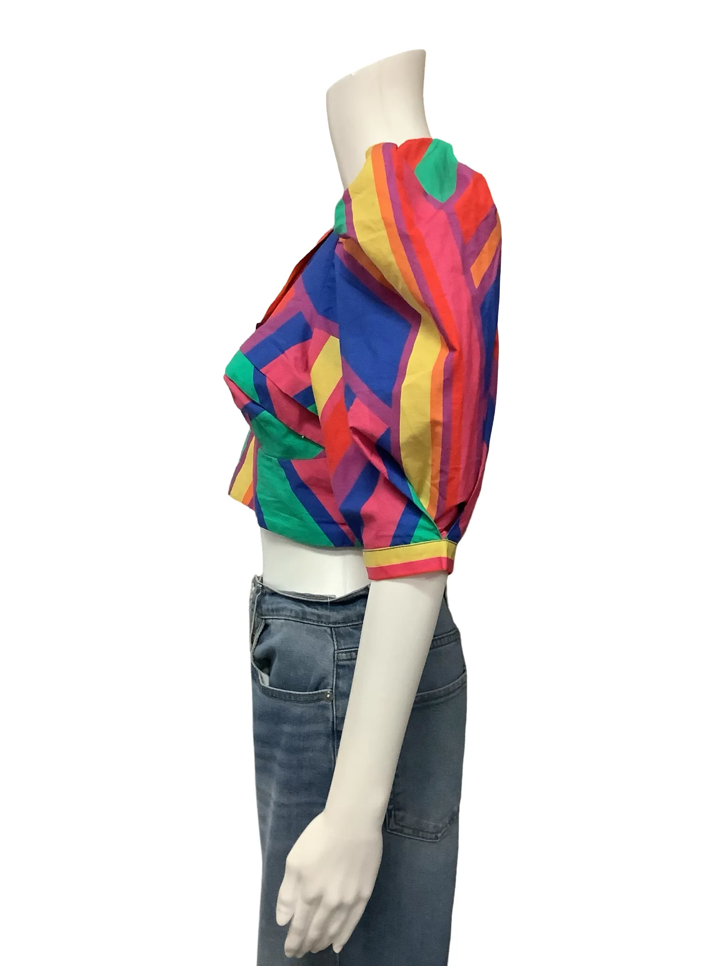 Anthropologie Farm Rio One Shoulder Crop Top Stripe Print Size: S