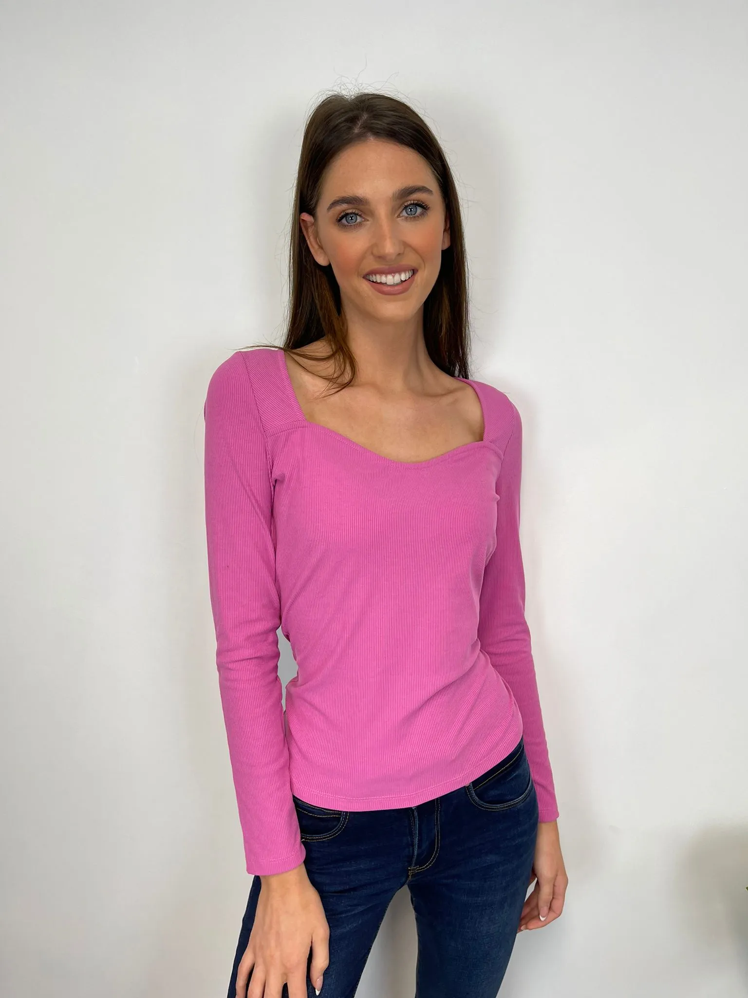 Ava Ribbed Top (Pink)