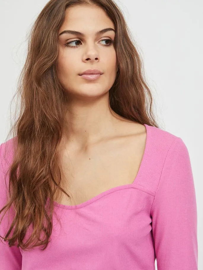 Ava Ribbed Top (Pink)