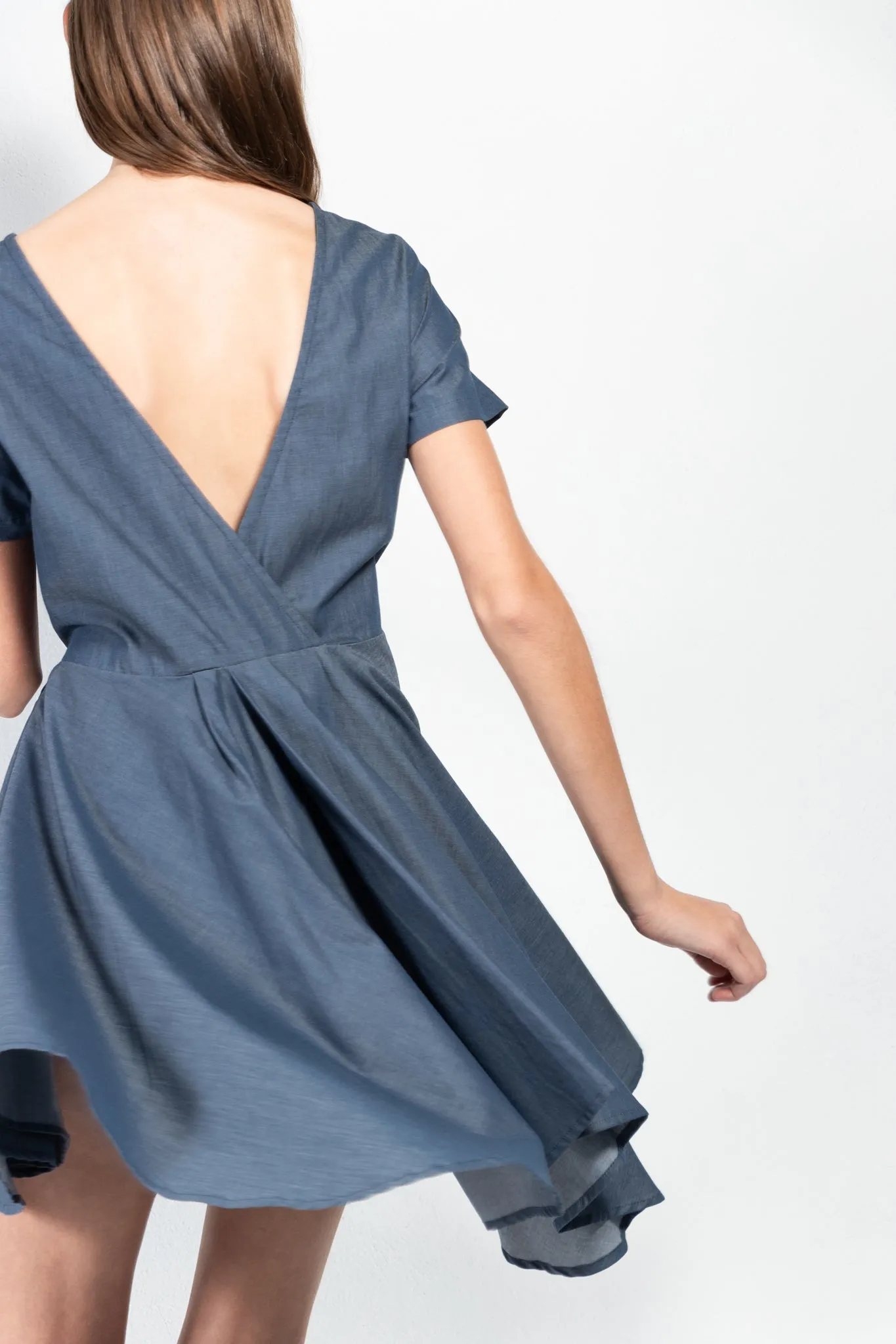 Bañador Open Back Pleated Cotton Dress