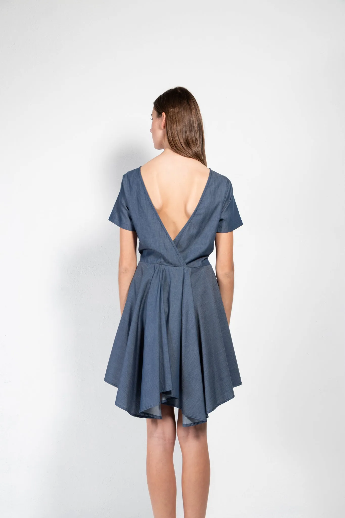 Bañador Open Back Pleated Cotton Dress