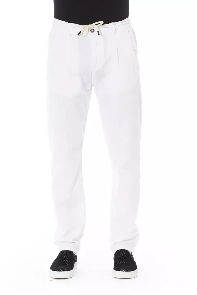 Baldinini Trend White Cotton Men's Chino Trouser
