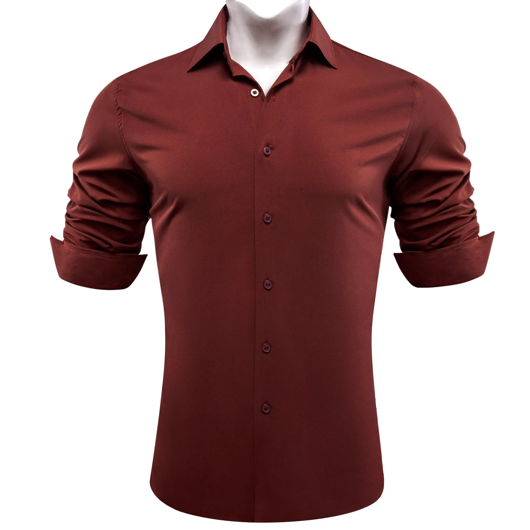 Barry.wang Maroon Solid Silk Shirt
