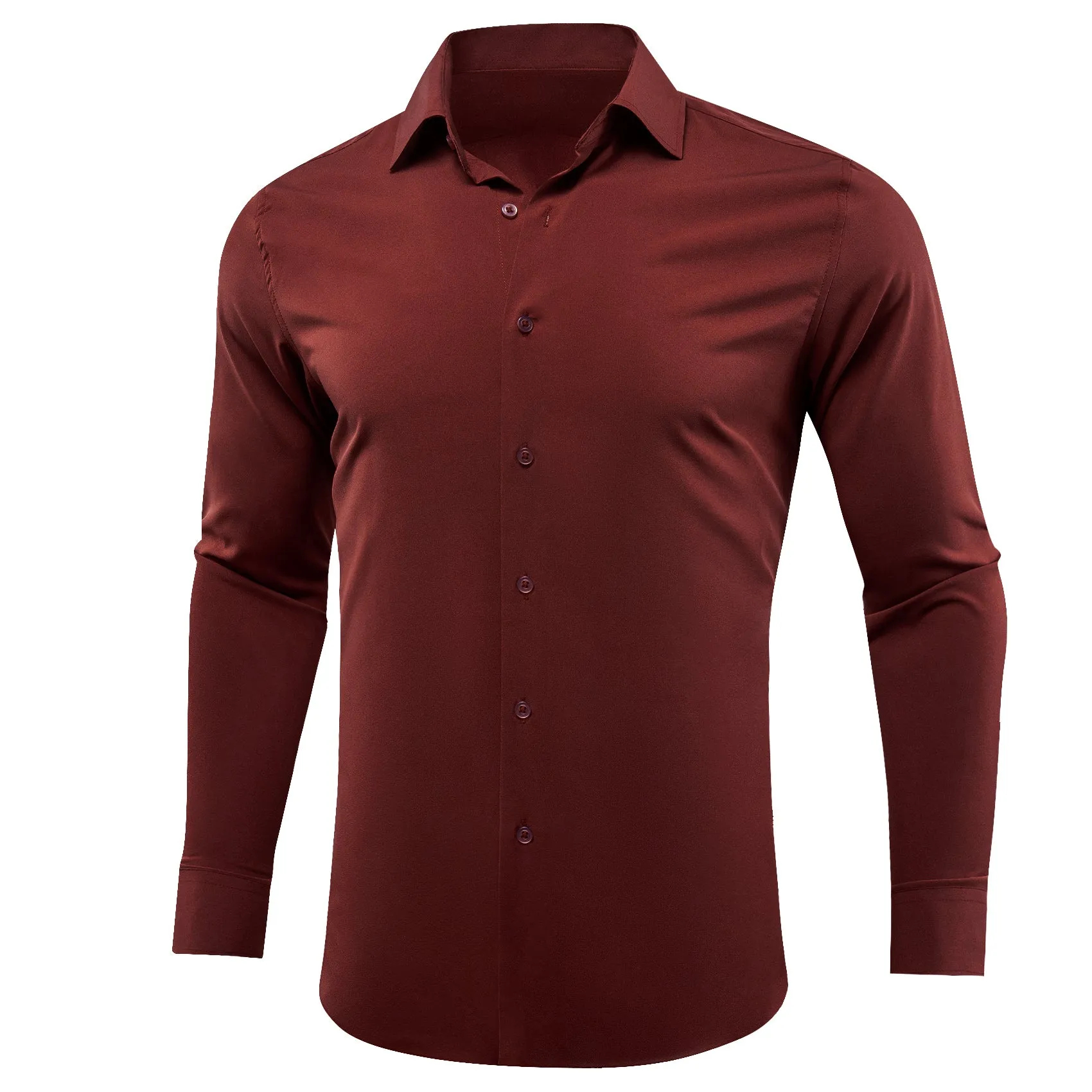 Barry.wang Maroon Solid Silk Shirt