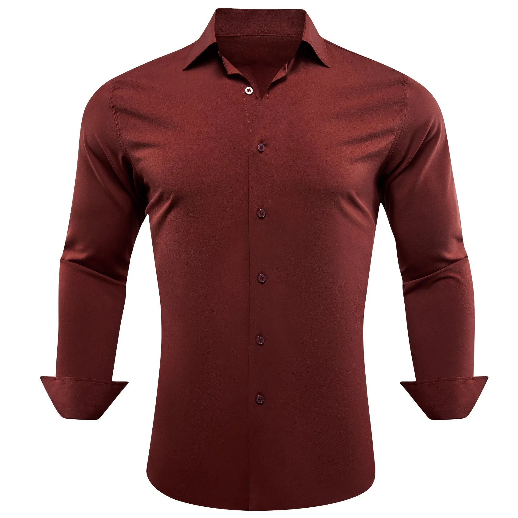 Barry.wang Maroon Solid Silk Shirt
