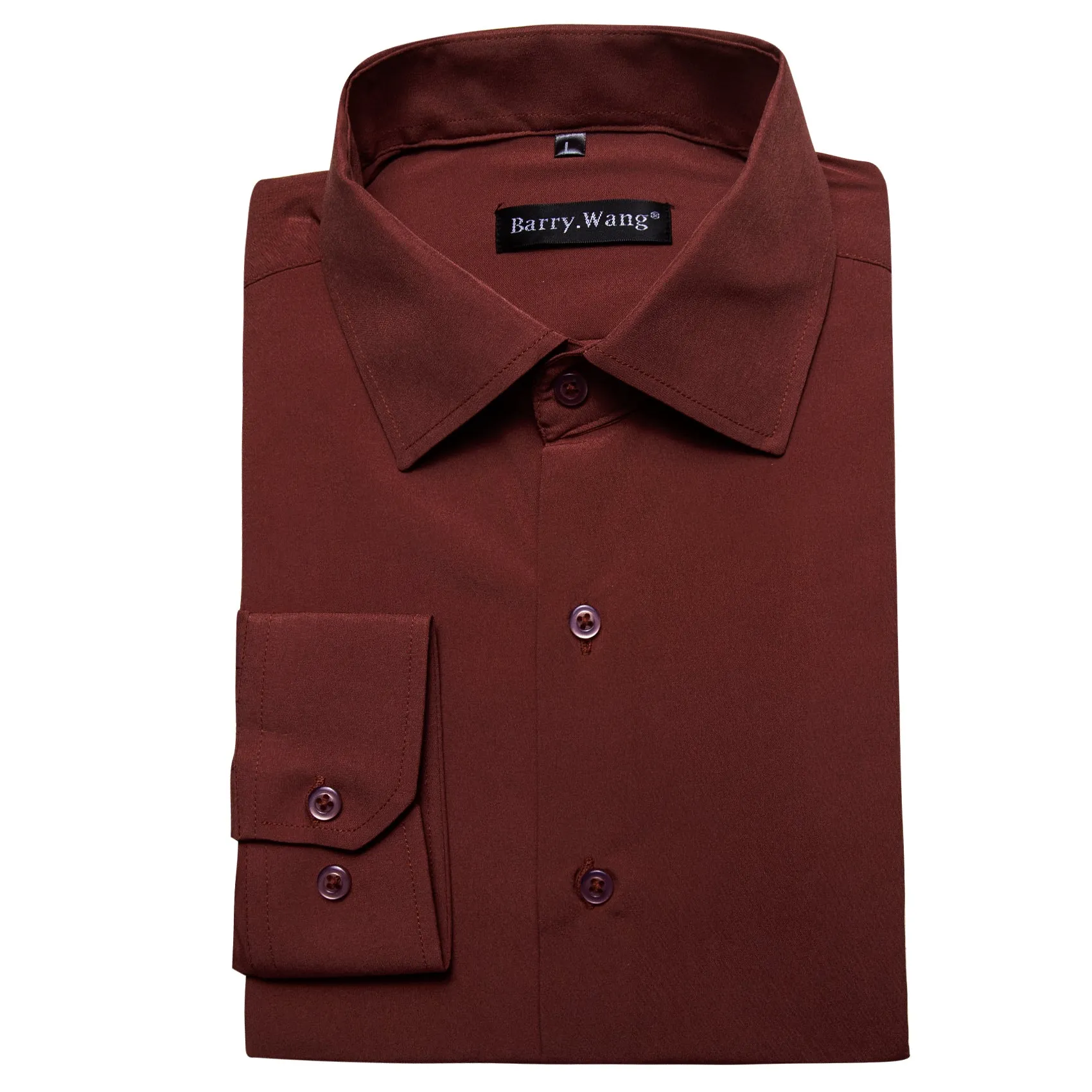 Barry.wang Maroon Solid Silk Shirt