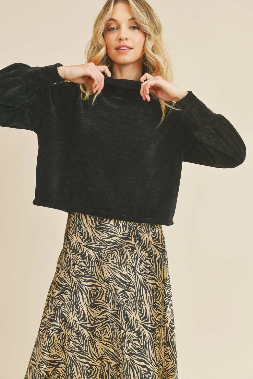 Black Be Gentle Chenille Sweater