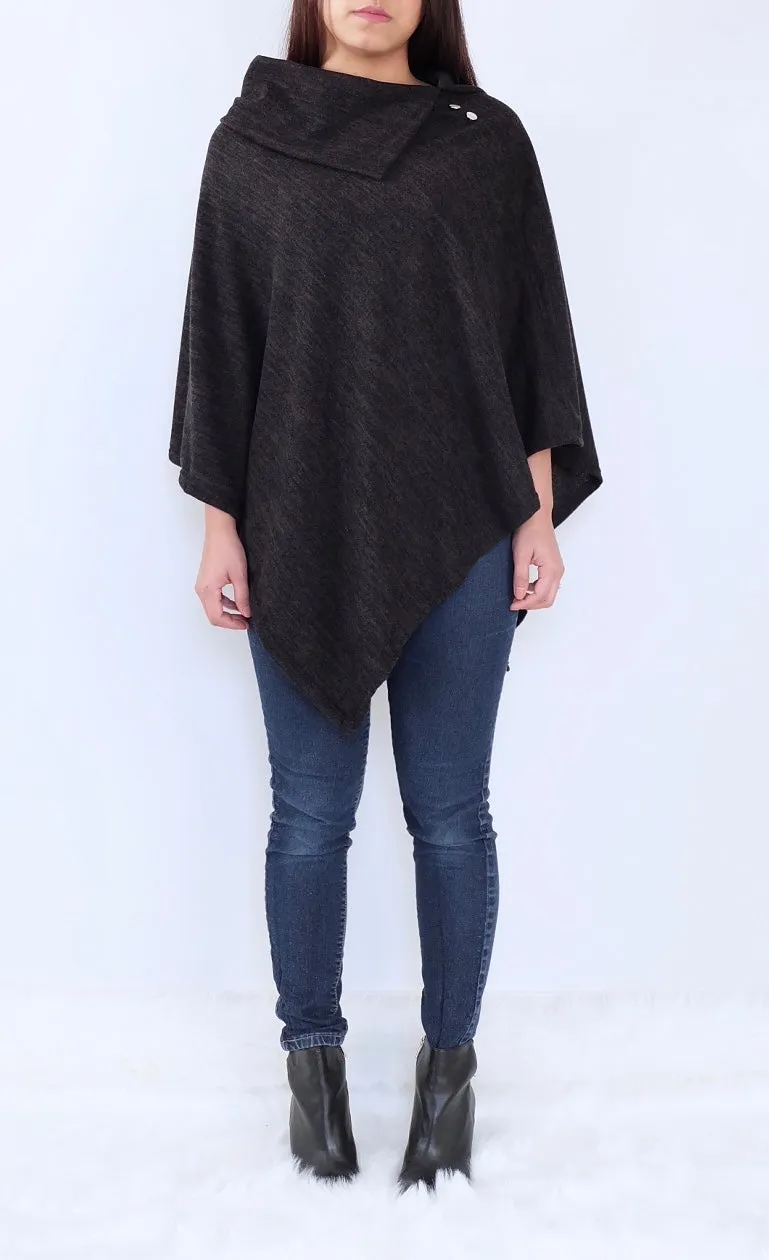 Black Split neck Poncho
