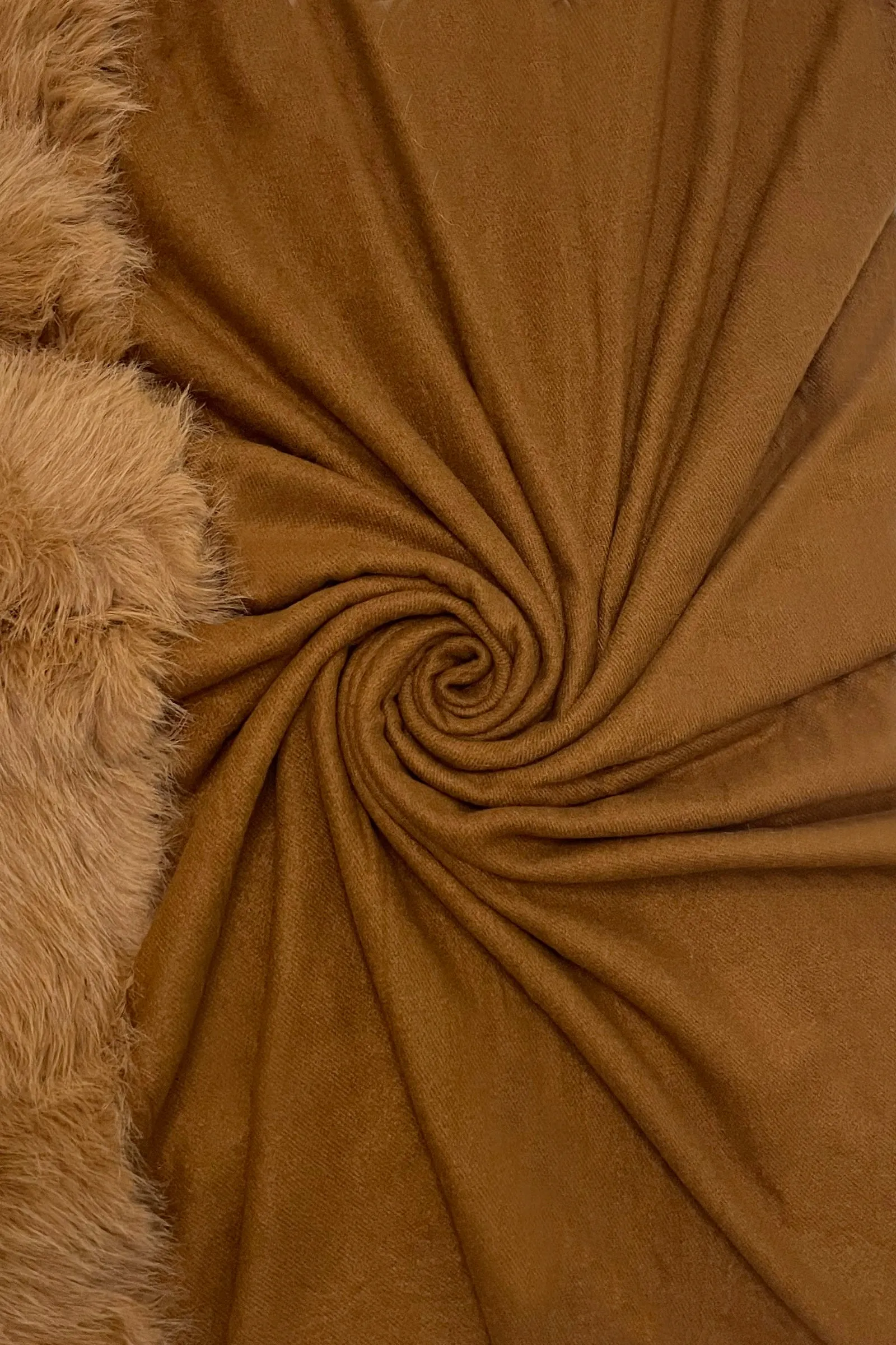 Cosy Faux Fur Trim Tasselled Shawl