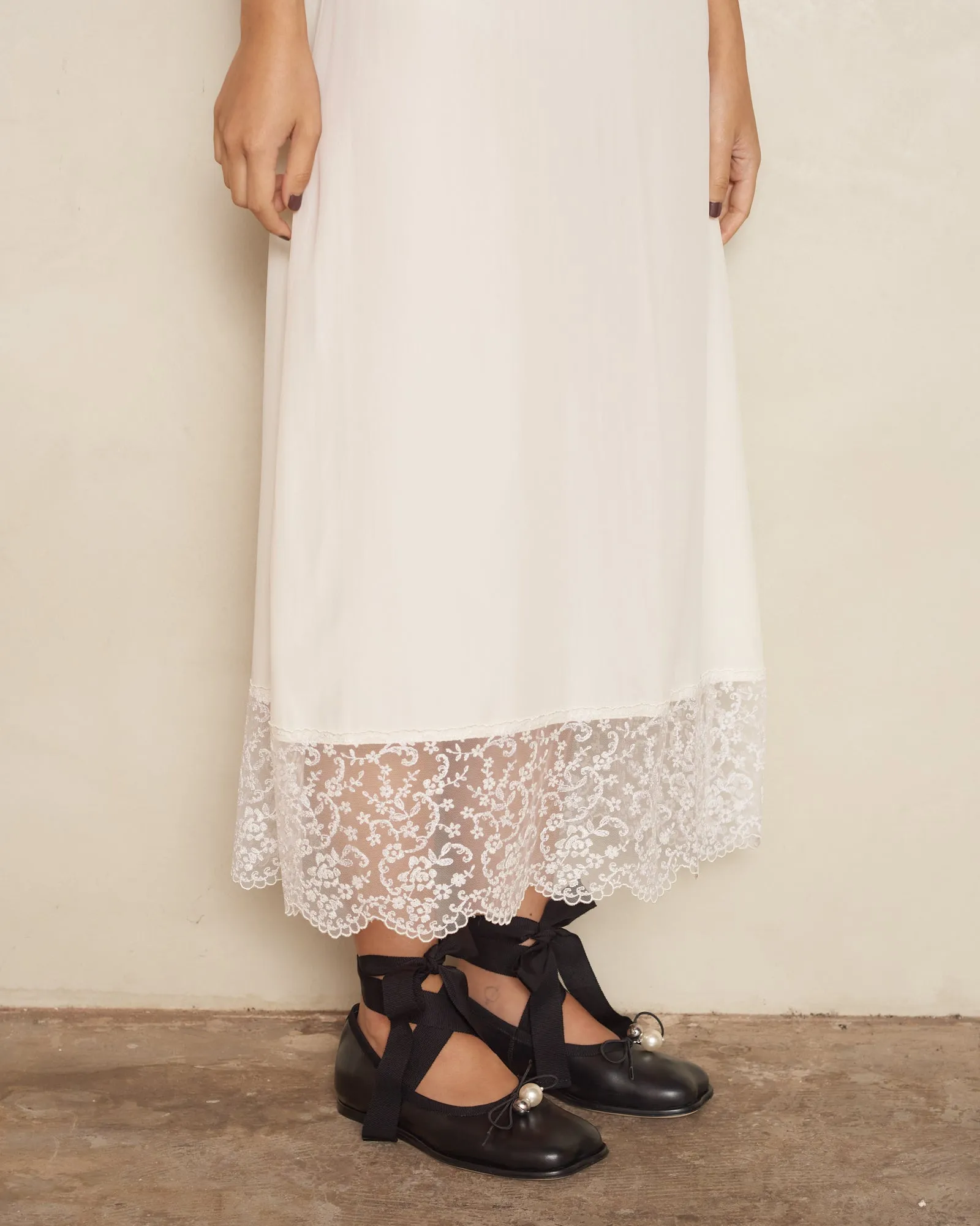 Cream Crepe De Chine Slip Dress