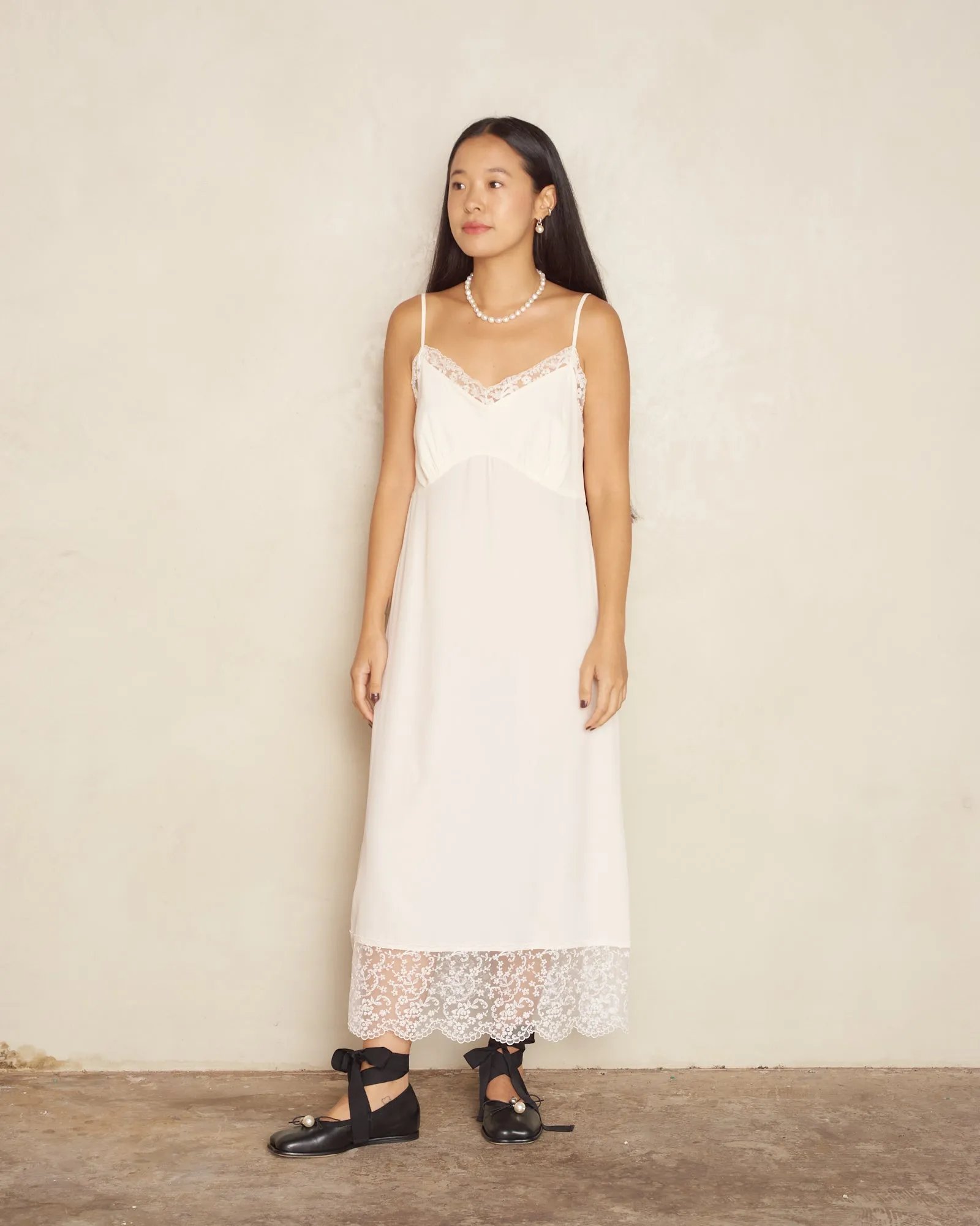 Cream Crepe De Chine Slip Dress