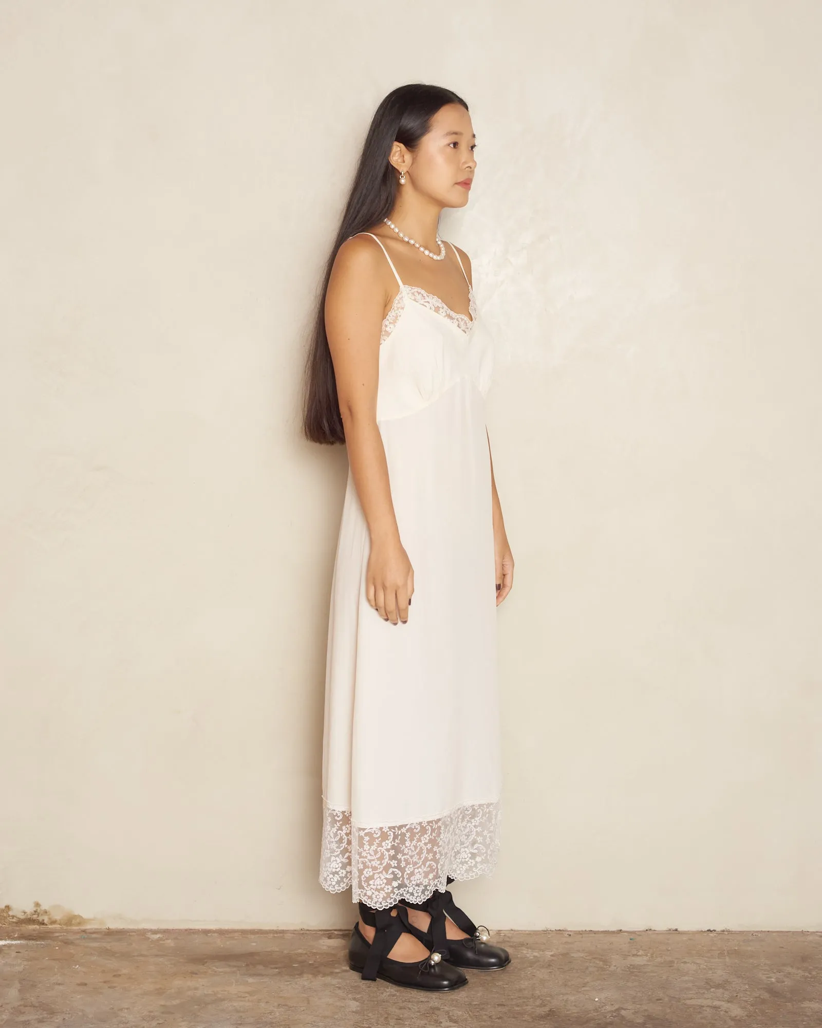 Cream Crepe De Chine Slip Dress