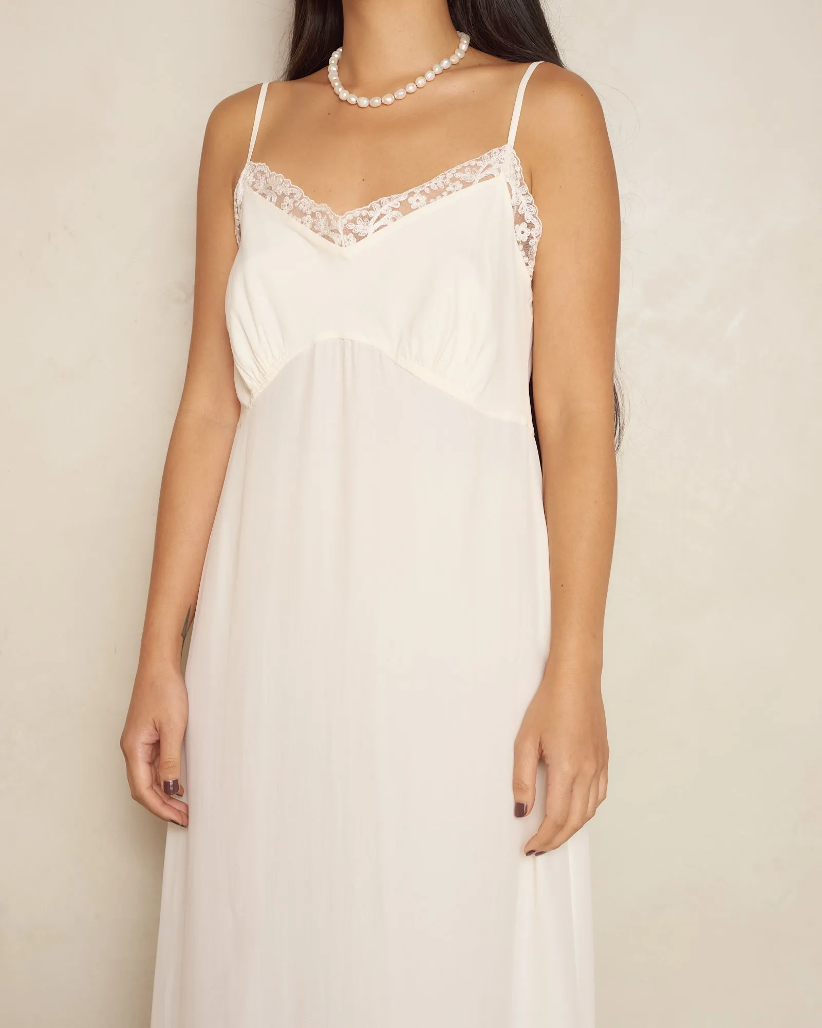 Cream Crepe De Chine Slip Dress