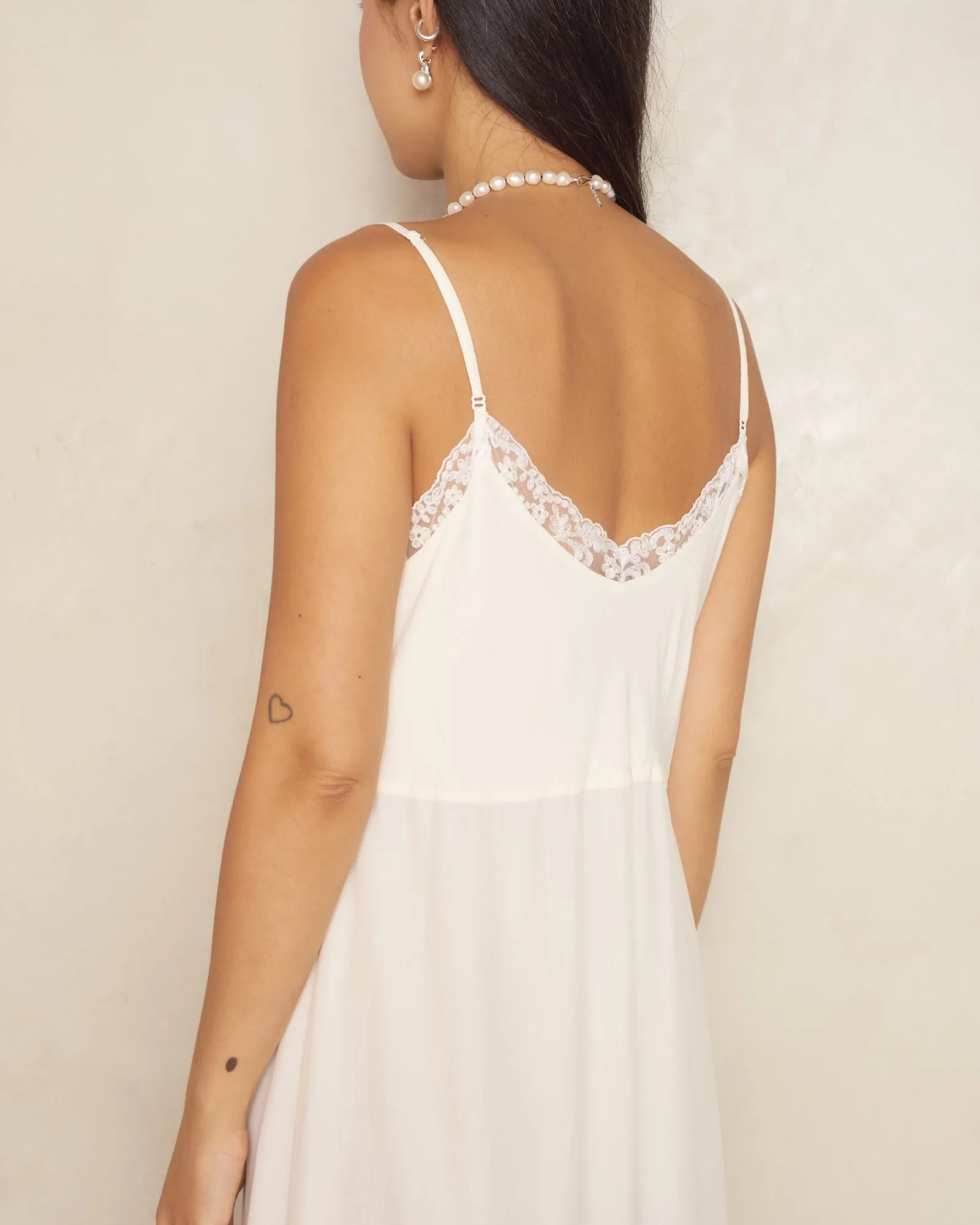 Cream Crepe De Chine Slip Dress
