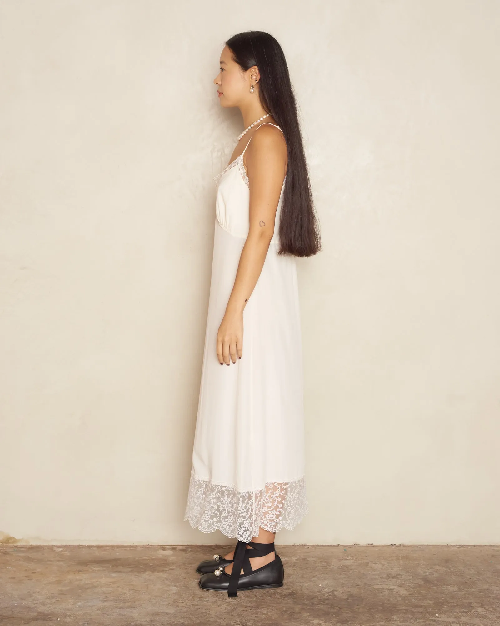 Cream Crepe De Chine Slip Dress