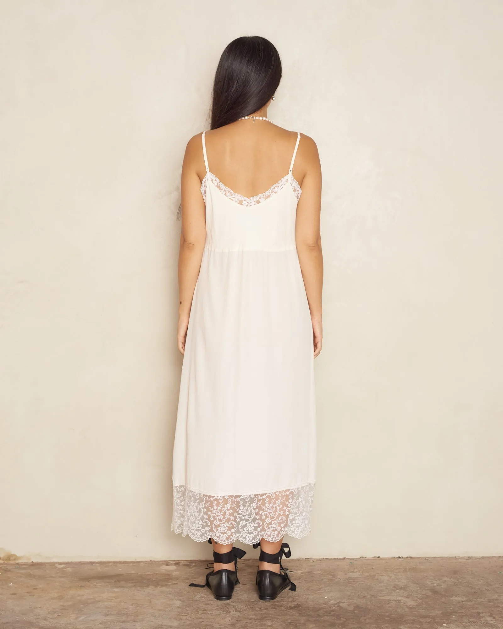 Cream Crepe De Chine Slip Dress