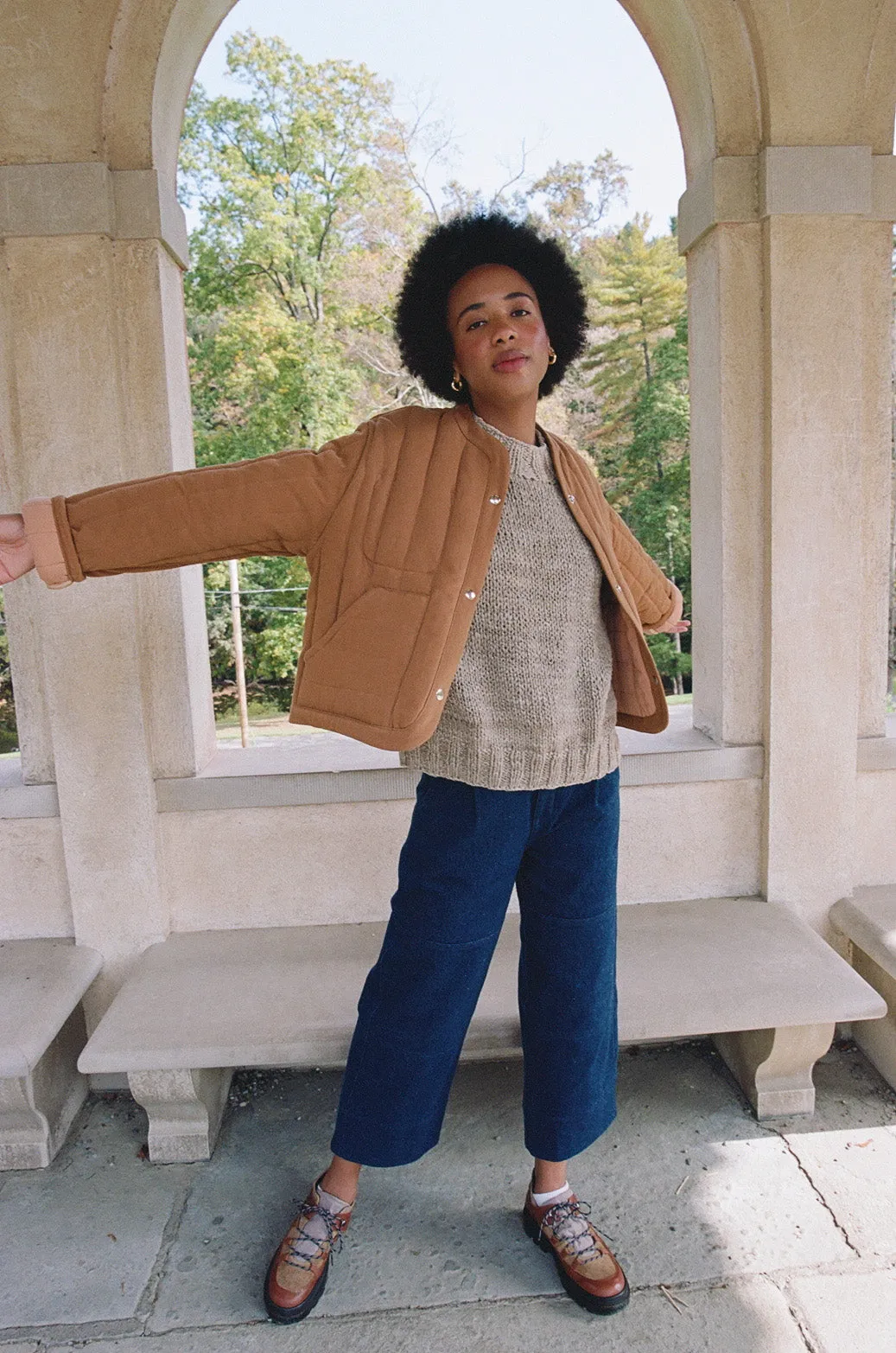 Cropped Quilted Jacket Clove