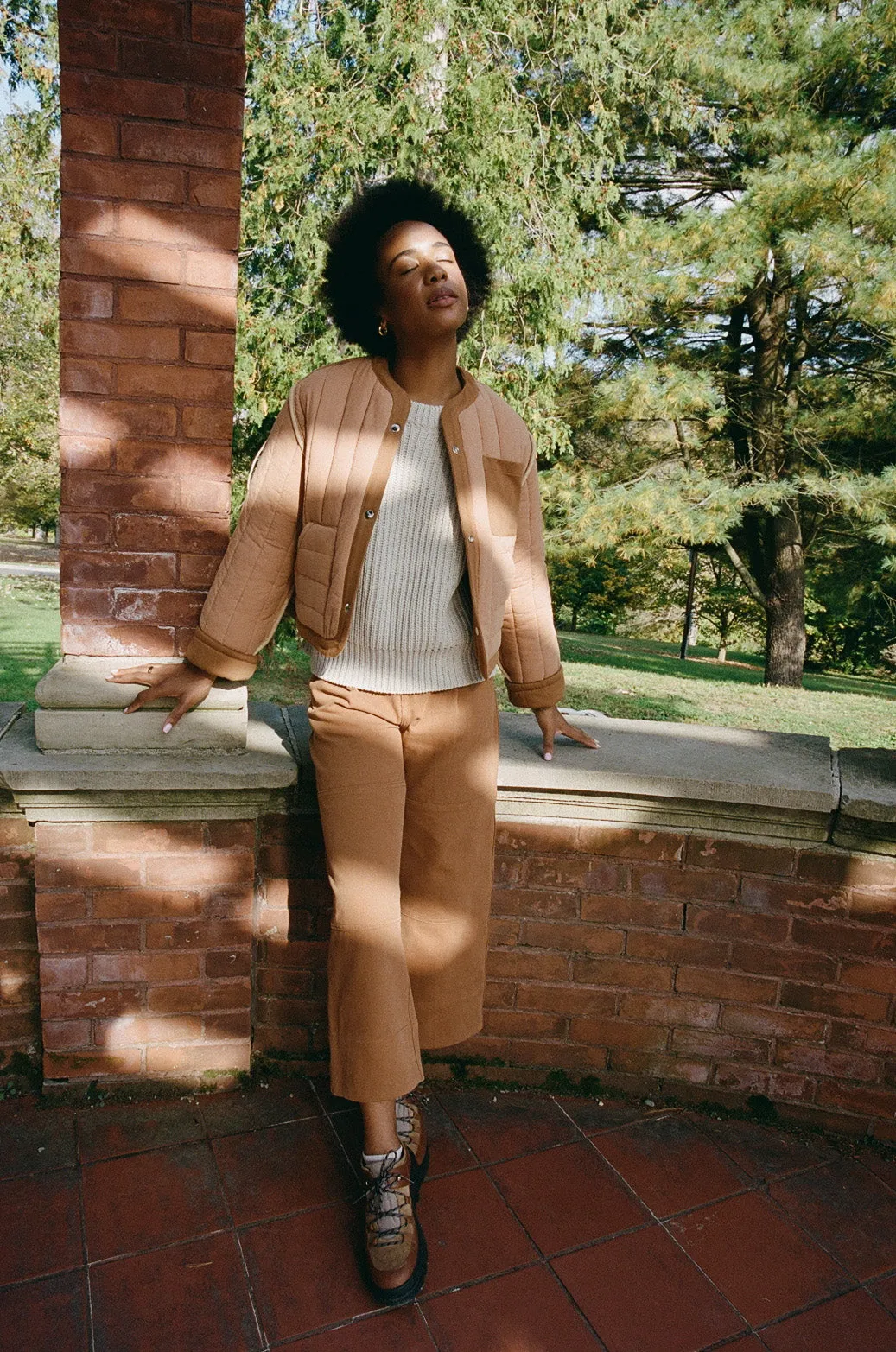 Cropped Quilted Jacket Clove