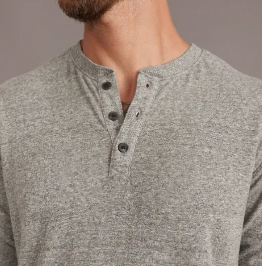 Double Knit Henley - Heather Grey