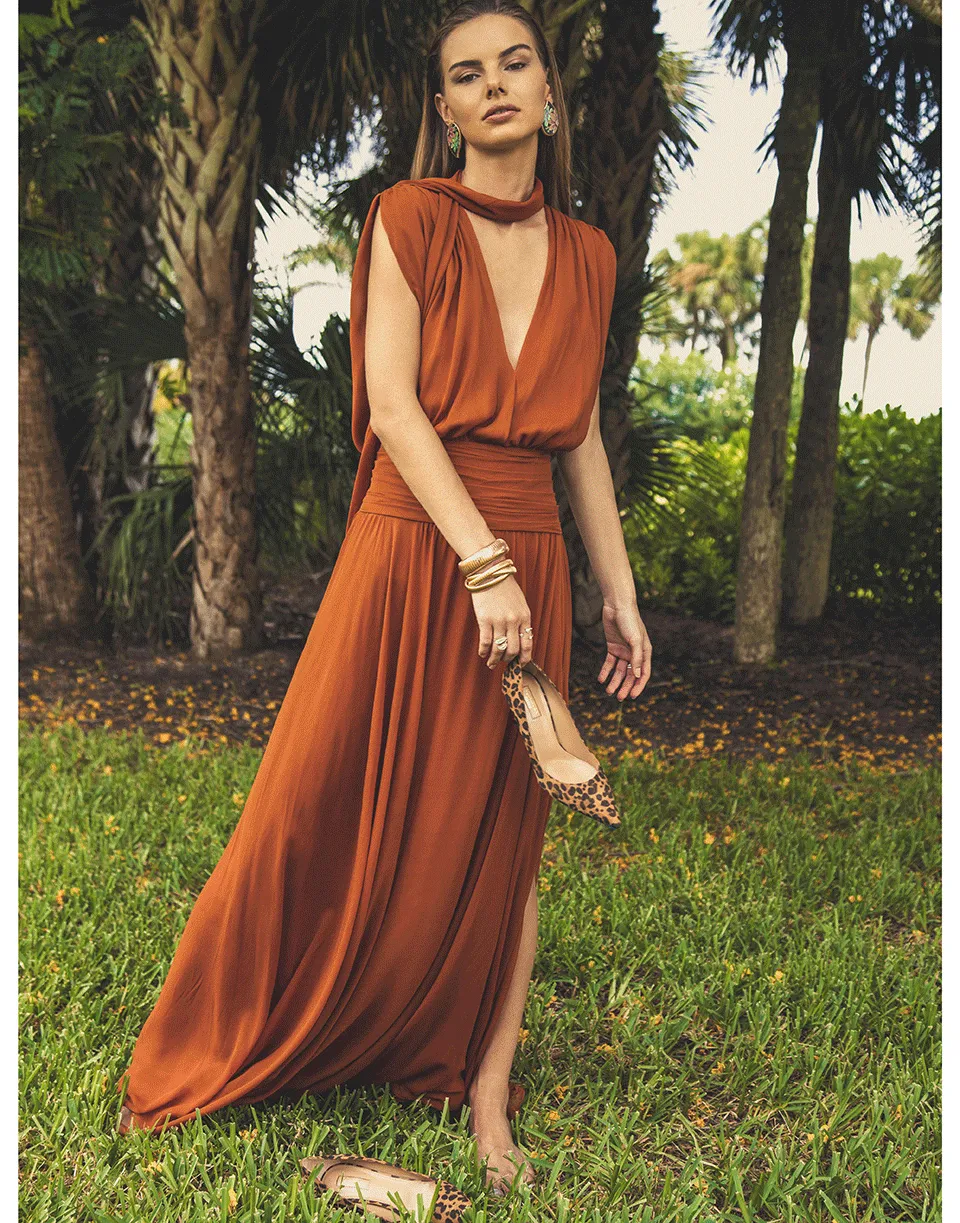 Draped Silk Chiffon Gown