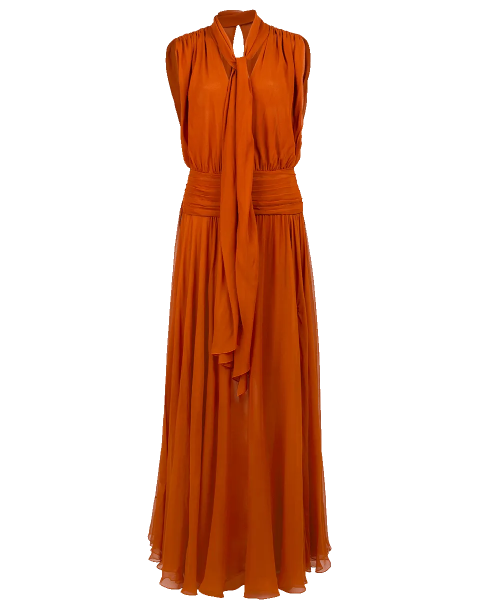 Draped Silk Chiffon Gown