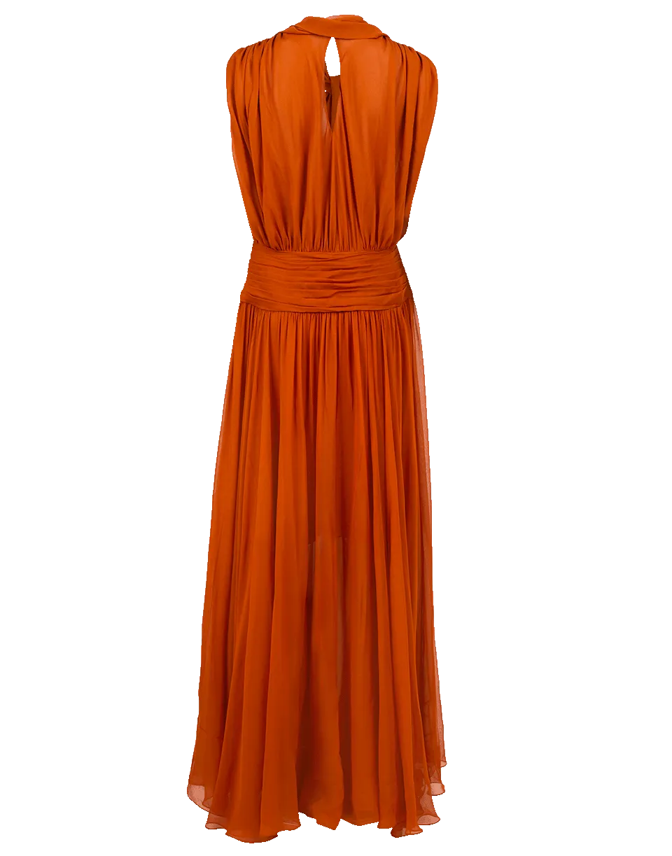 Draped Silk Chiffon Gown