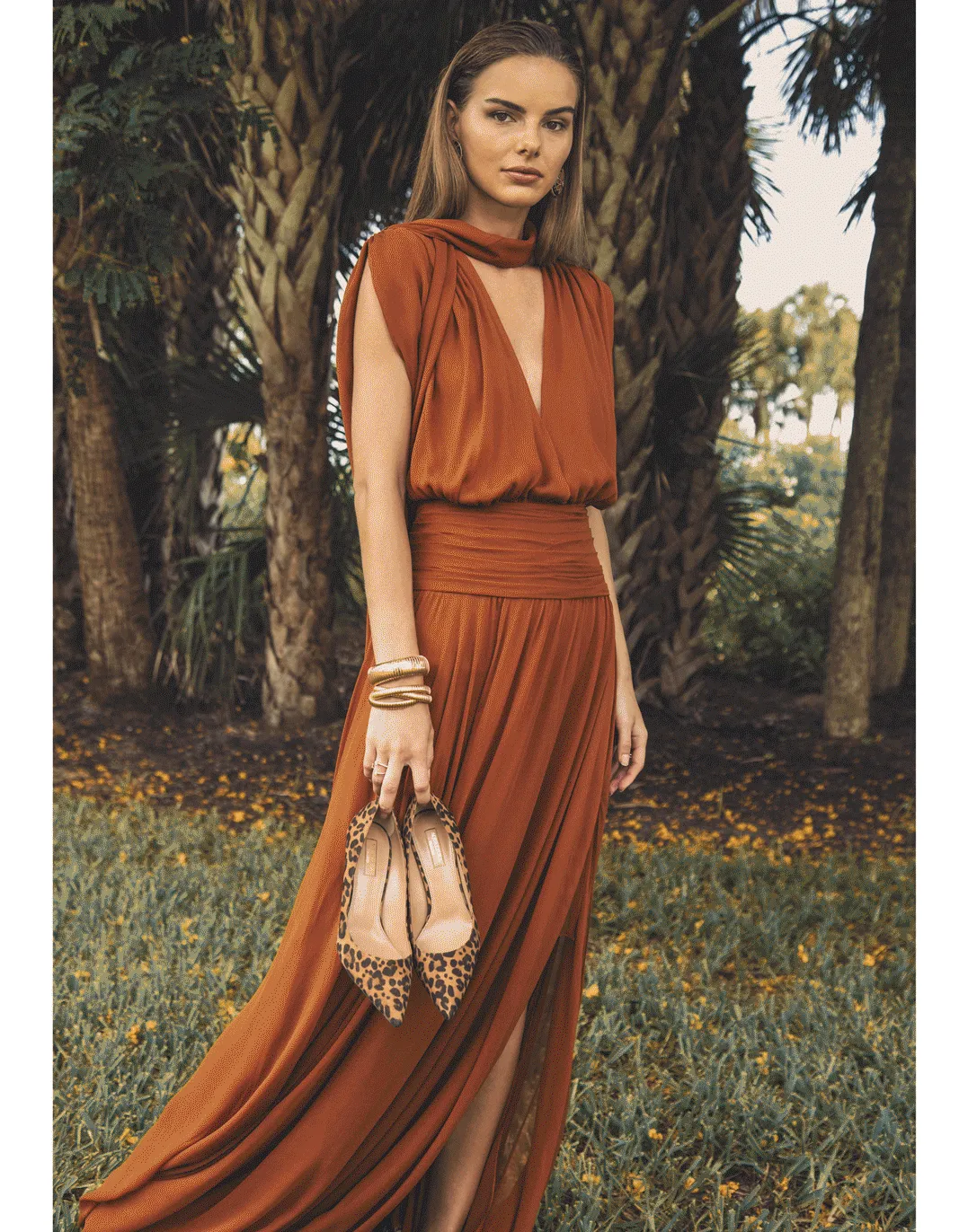 Draped Silk Chiffon Gown