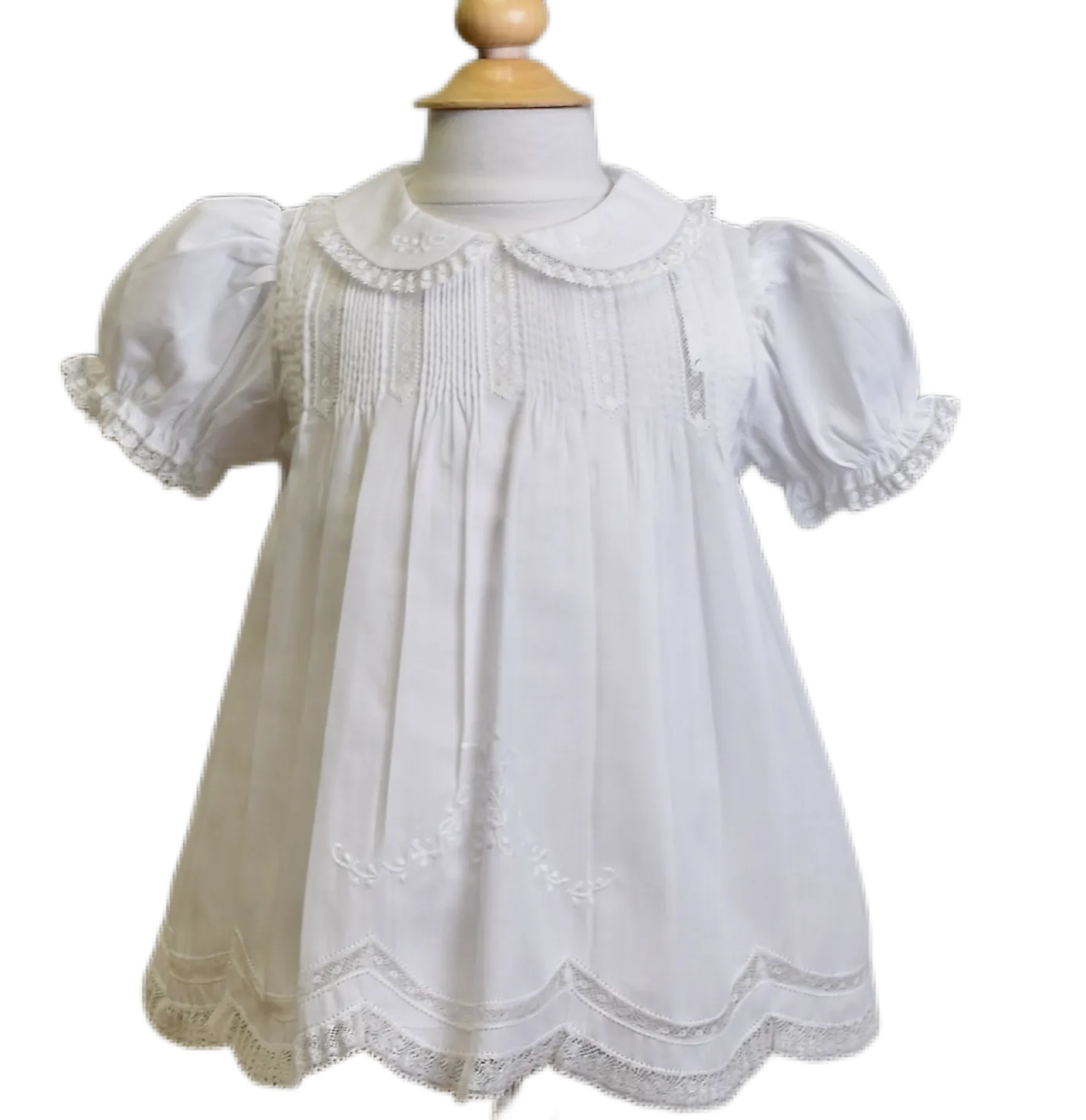 Dress White Tucked w/Collar-Feltman
