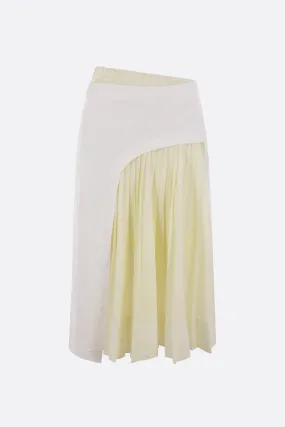 drill midi skirt with pleated insert