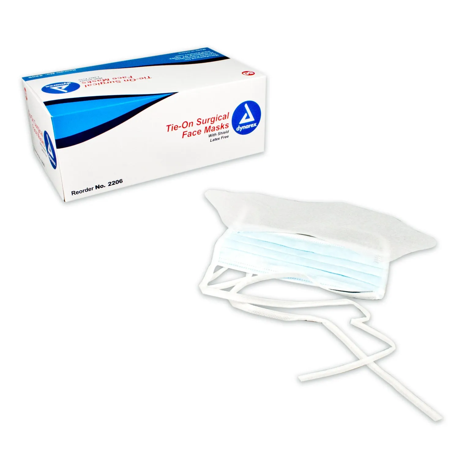 Dynarex - Surgical Face Mask - with Ties & Plastic Shield Blue
