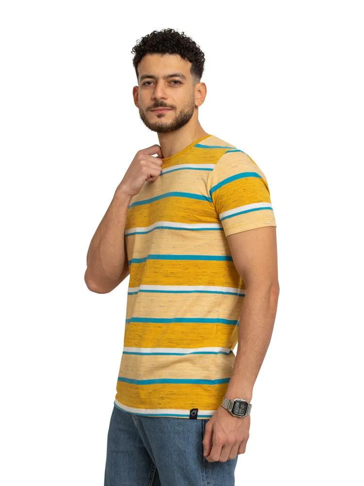 Fancy Yellow Striped Round T-shirt