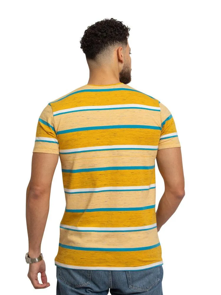 Fancy Yellow Striped Round T-shirt