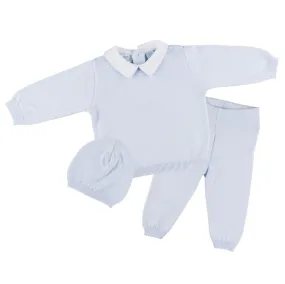 Feltman Brothers Pique Collar Blue Diamond Knit 2 Piece with Hat