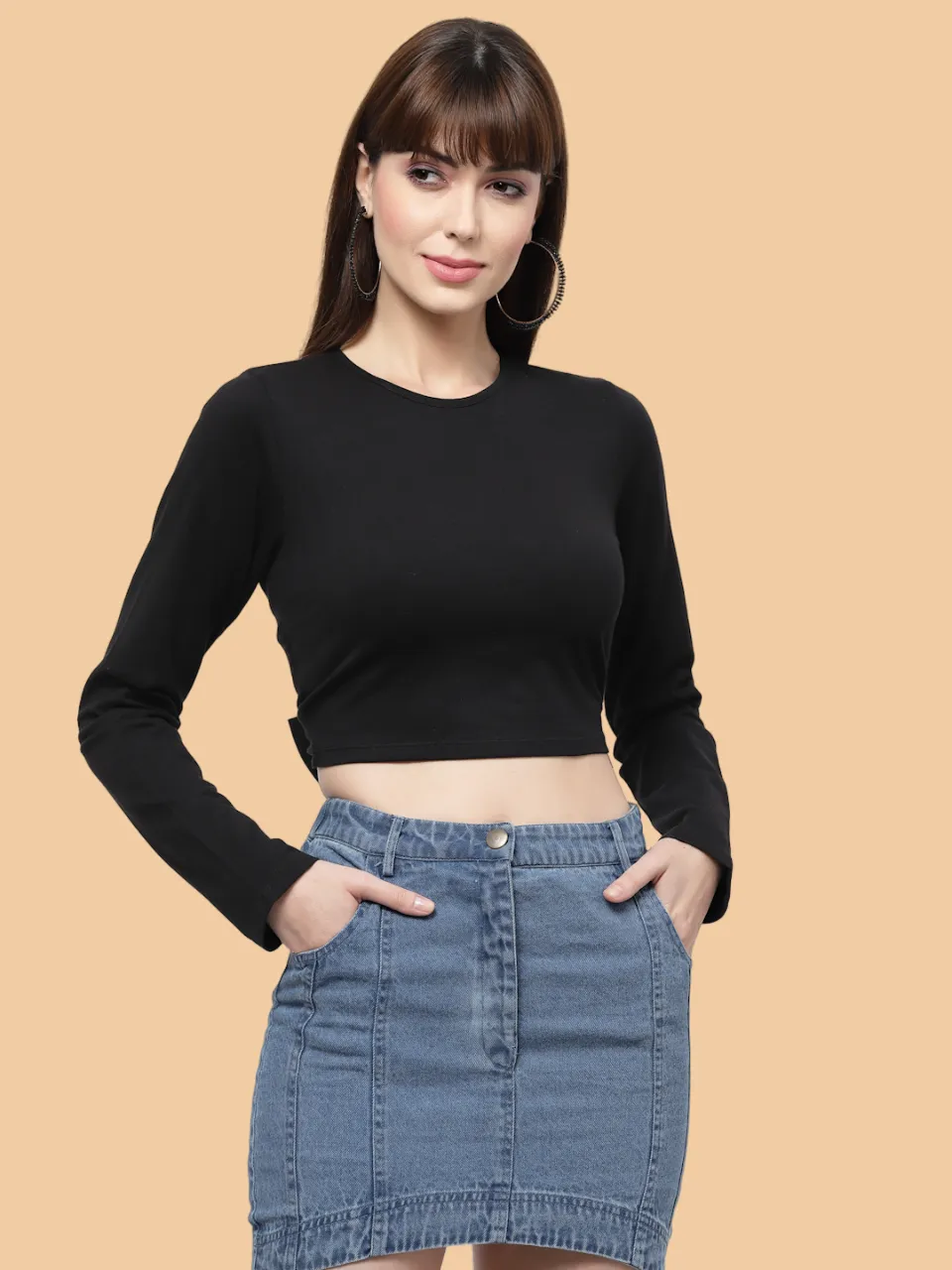 Flawless Women Black Backless Crop Top | ARCH