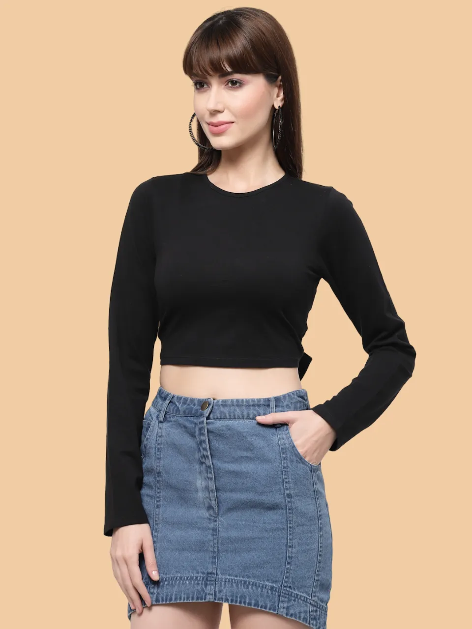 Flawless Women Black Backless Crop Top | ARCH