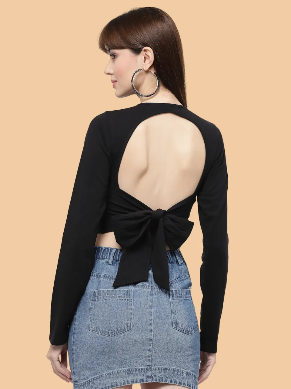 Flawless Women Black Backless Crop Top | ARCH