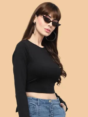 Flawless Women Black Backless Crop Top | ARCH