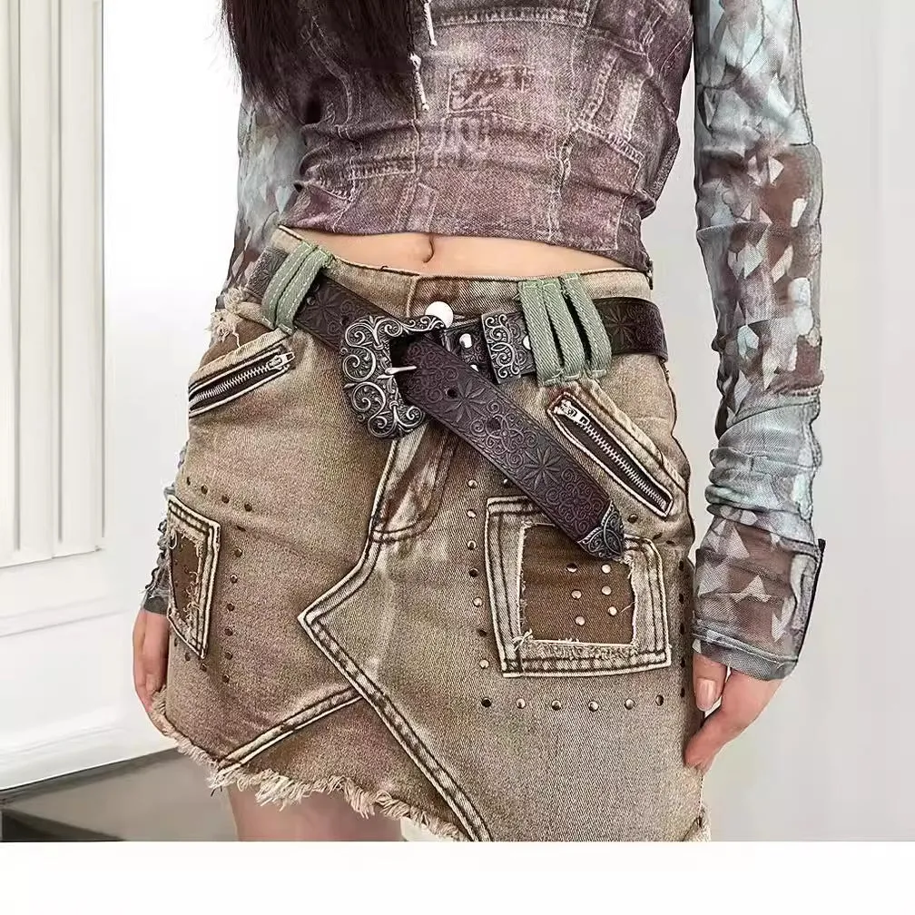 Girlary mall goth dress to impress Women's Clothing 2024 Summer New Design Hot Bead Denim Ripped Short Skirt