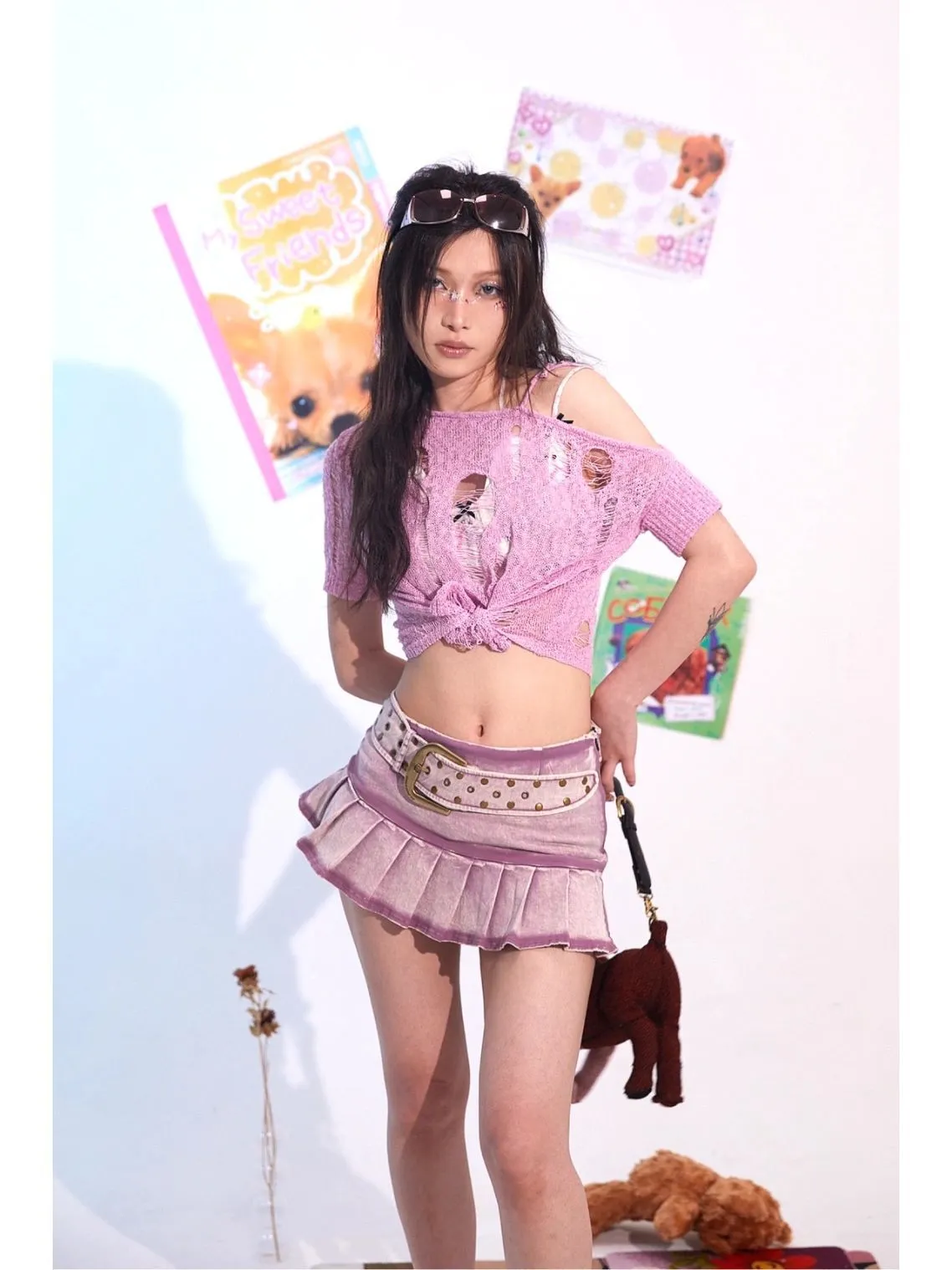 Girlary-shop concert outfit dress to impress American Hot Girl Y2k Washed Old Color Skirt Shorts Women's Niche Low Waist A- line Jeans Skirt
