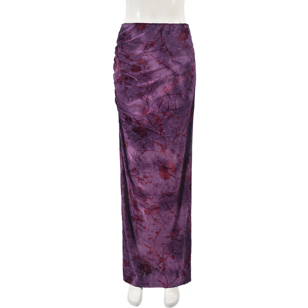 Girlary-shop dream clothes Hot Girl Autumn Women's Knitted Fashion Street Sexy Flocking Flower Sheath Skirt for Women