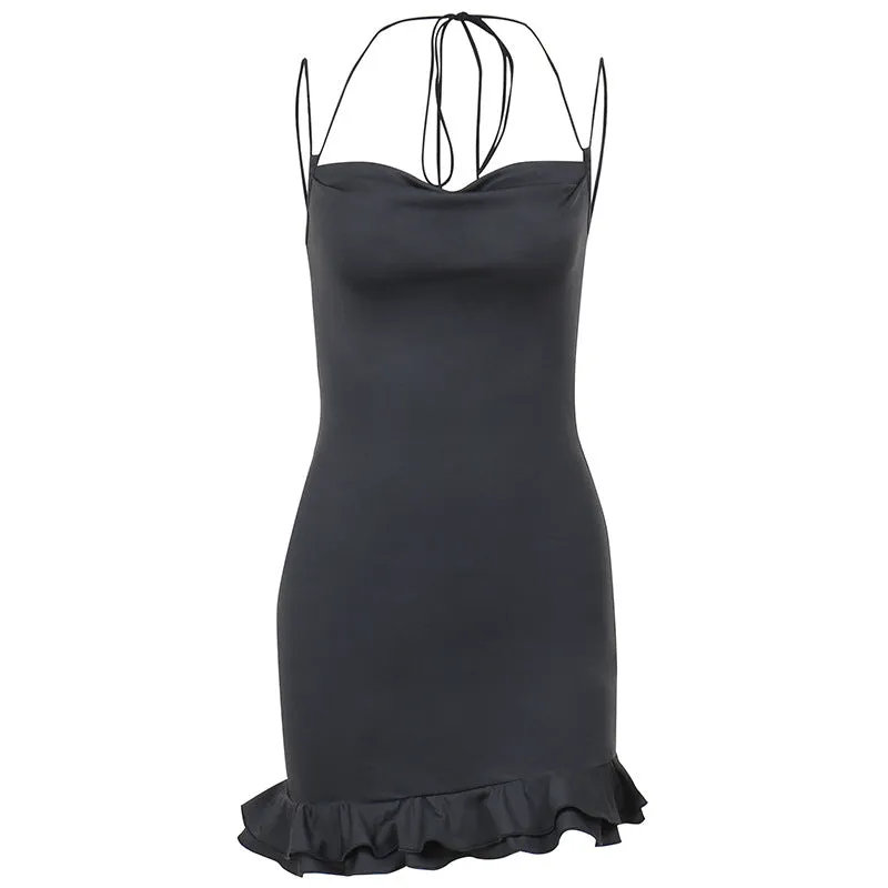 Girlary-shop going out outfits New Lace Backless Suspender Skirt Slim Fit Summer Dress Waist Slimming Hot Girl Short Skirt